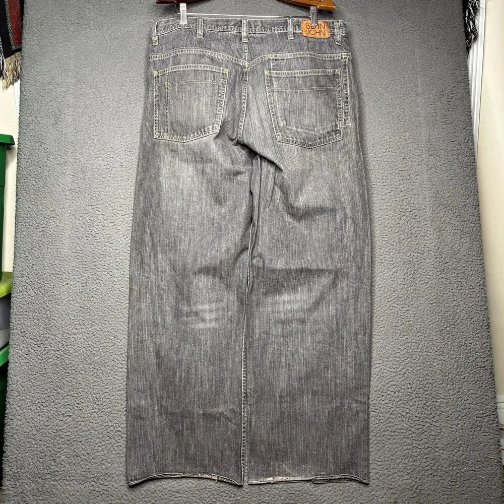 Vintage Y2k BAGGY Sean John Jeans 38 Black Baggy Wide Leg Hip Hop Skater
